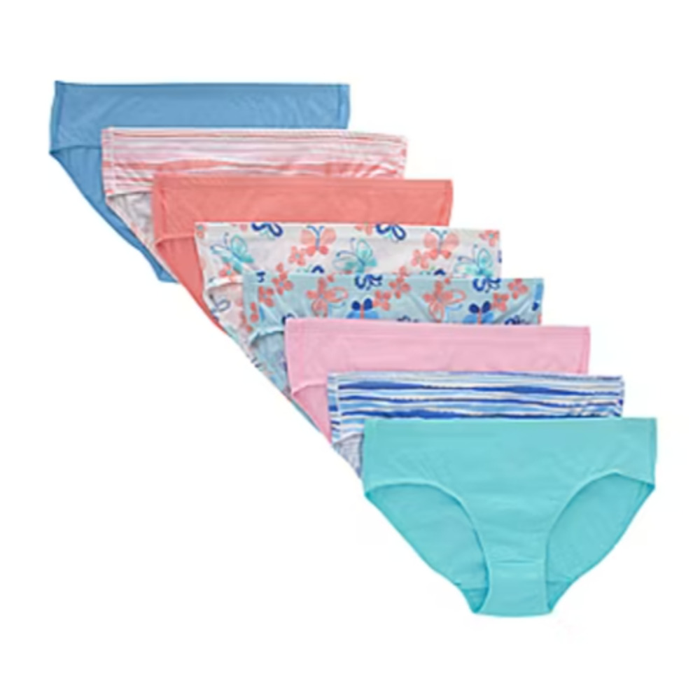 Hanes Girls' 10 Ultimate Pure Comfort Hipster Panties 8-Pack Underwear O13-15